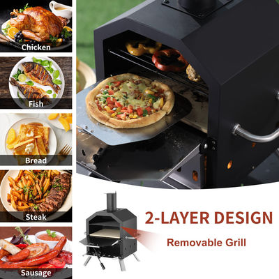 Waterproof Cover Custom Logo 12" Camping Outdoor Baking 2 Pizzas Chicken Charcoal Pizza Oven with Chimney Lid Peel Stone