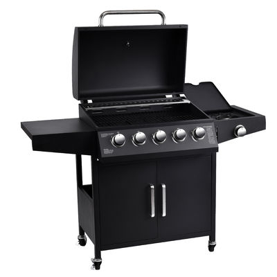 Steel 5 Burner Propane Outdoor Camping BBQ Cooking Oven Grill with Side Burner Stove